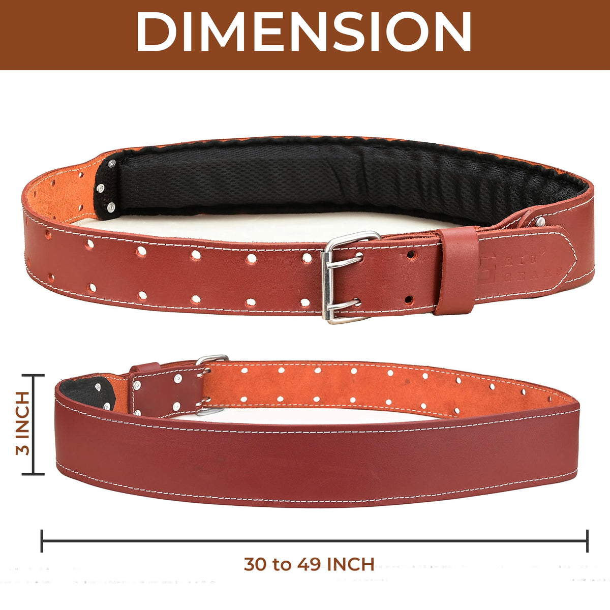 Leather Tool Belt 3 Inch 34" to 49" Q629788