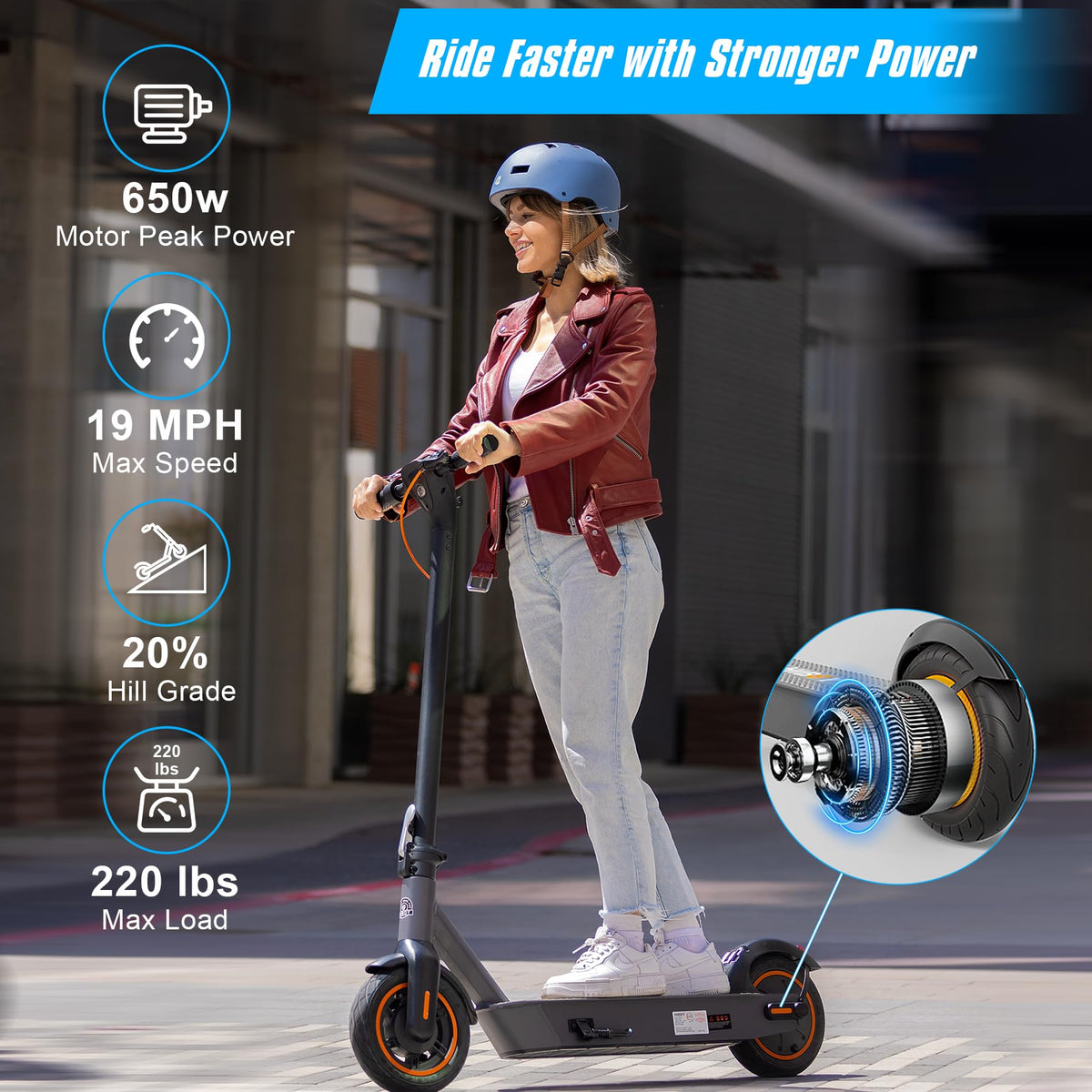 Adult Electric Scooter, 500W Motor, 40.4 Miles Long Range A225913