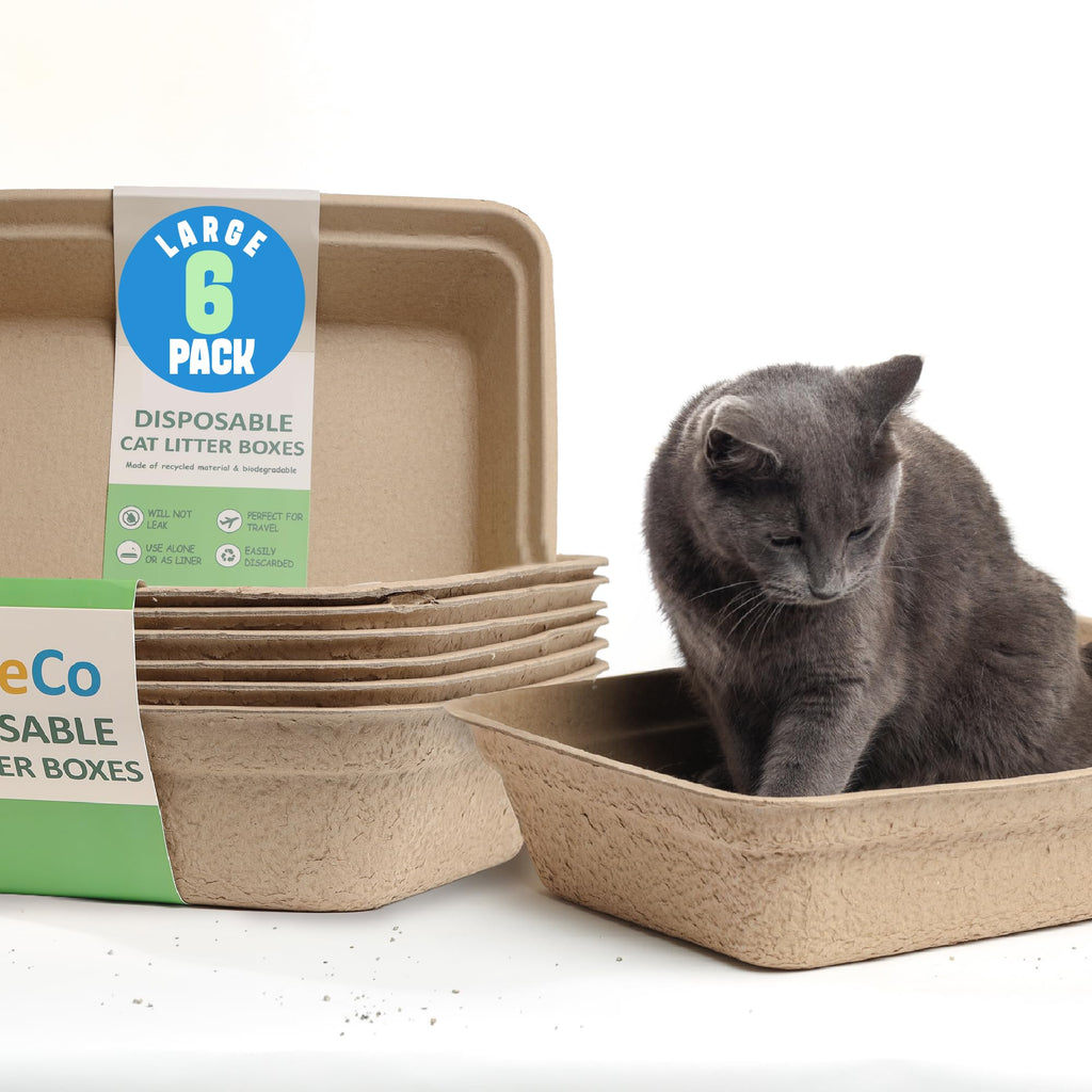 Large 6 Pack Leak Resistant Disposable Cat Litter Boxes V984662