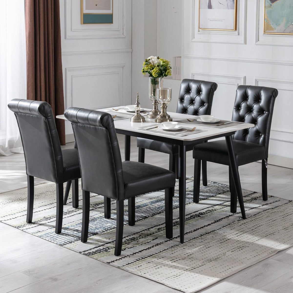 Black PU Leather Dining Chairs Set of 4 L92271
