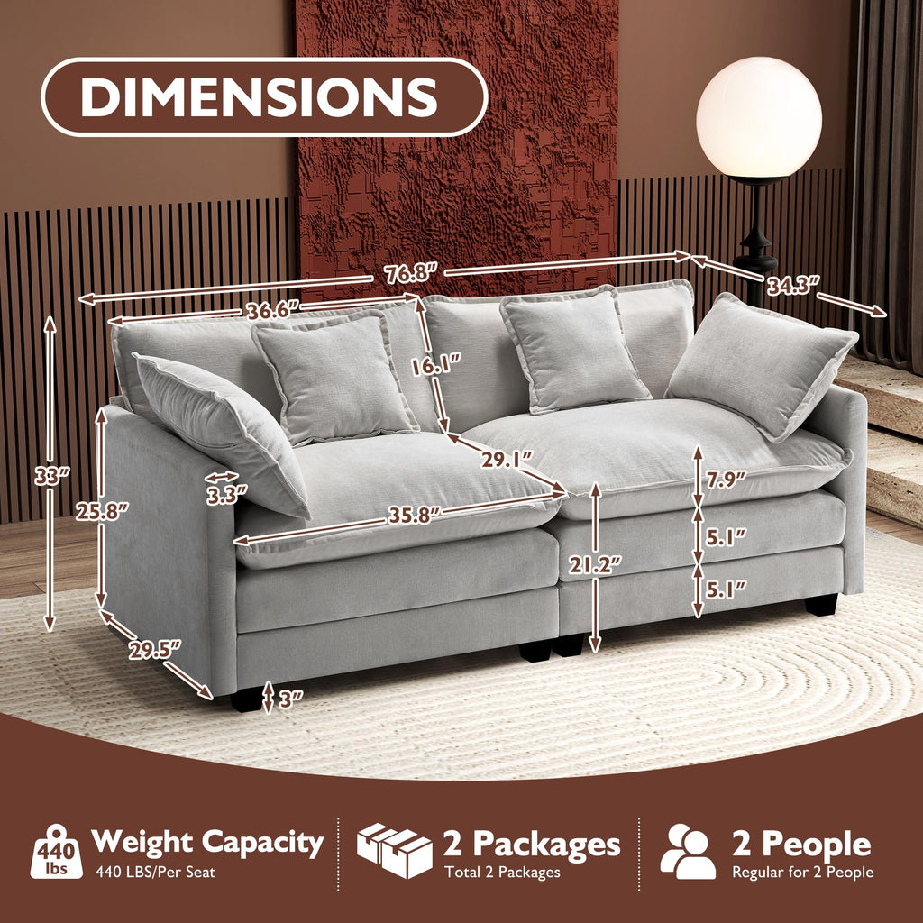 77 Inch Grey Chenille Loveseat V131121