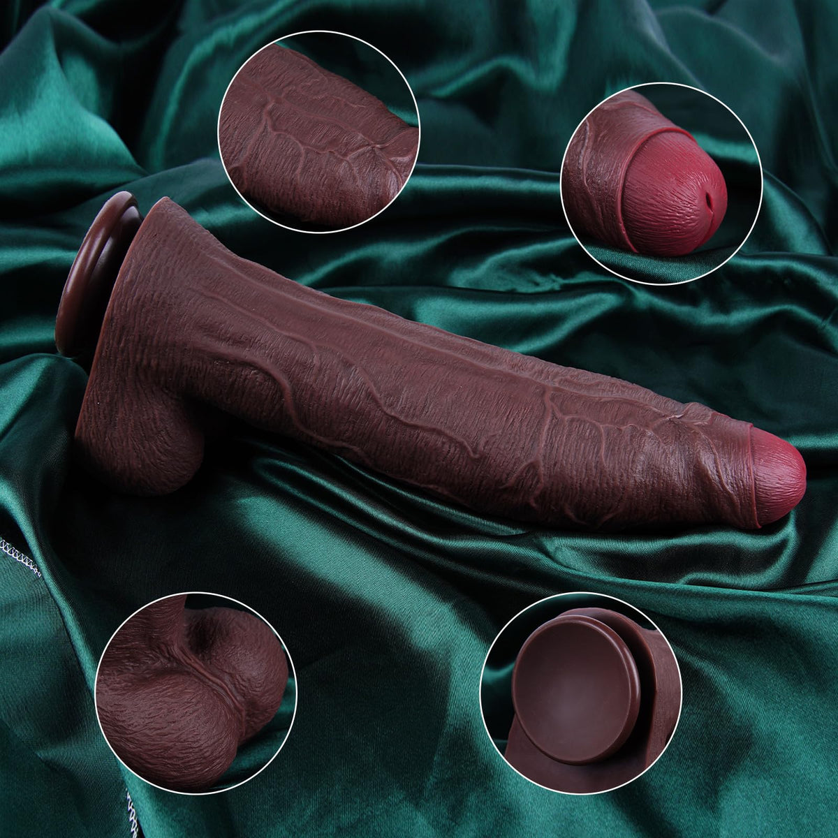 7.1" Silicone Realistic Dildo with Suction Cup Black O4679