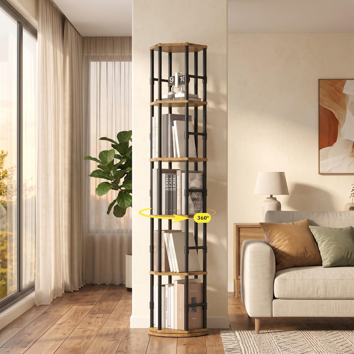 5-Tier Rotating Bookshelf Tower V350193