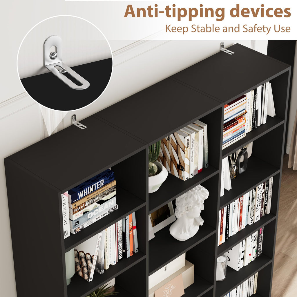 Triple Wide Bookshelf with 17 Display Shelves V859