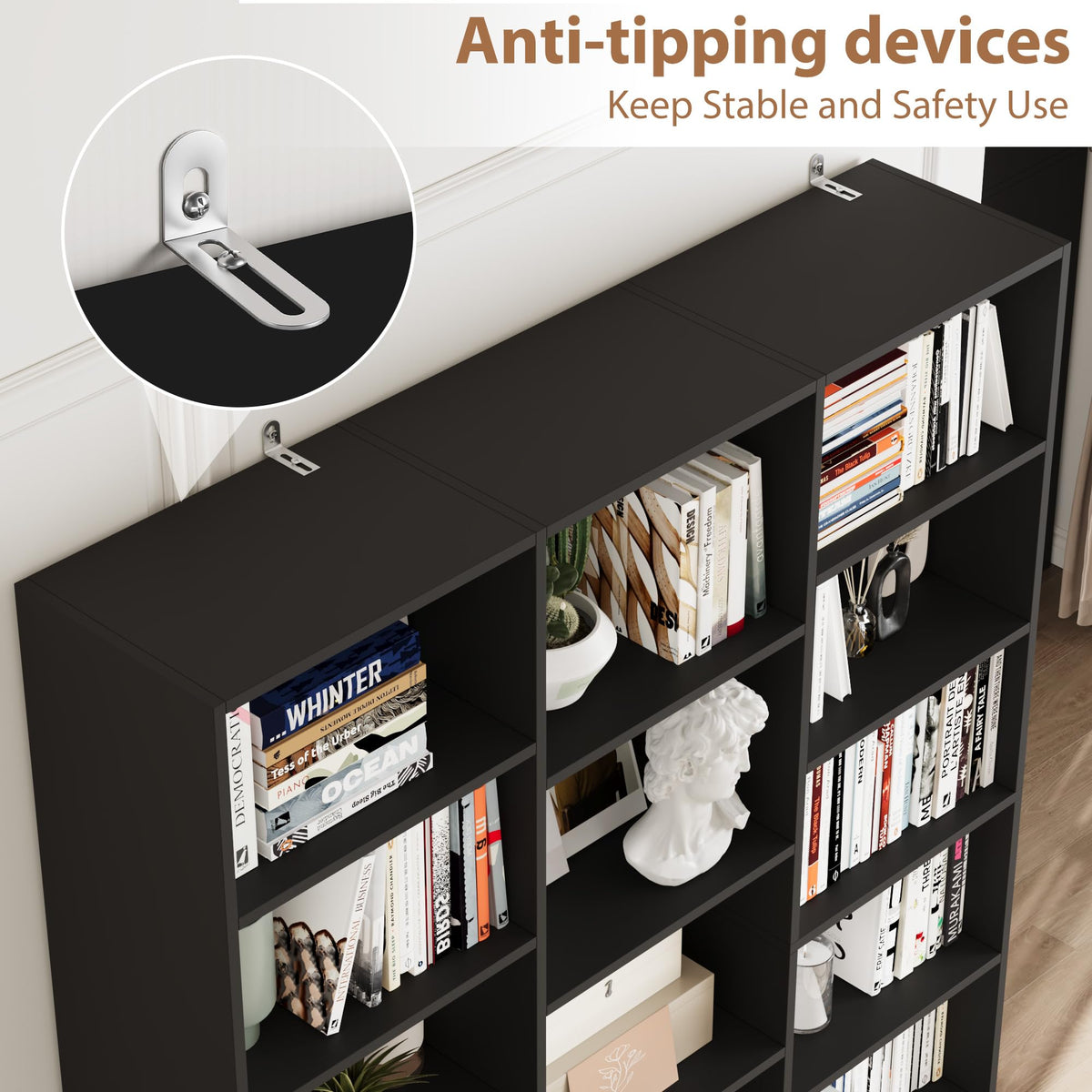 Triple Wide Bookshelf with 17 Display Shelves V859
