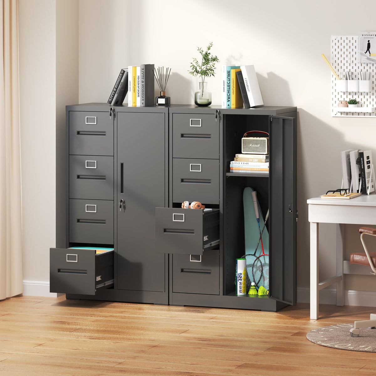 4 Drawer Metal File Cabinet with Lock D907