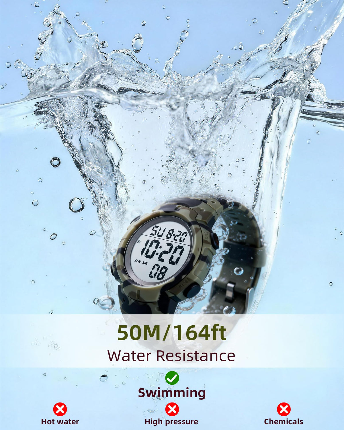 Digital Watch Mens Waterproof Sport Wristwatch E4198