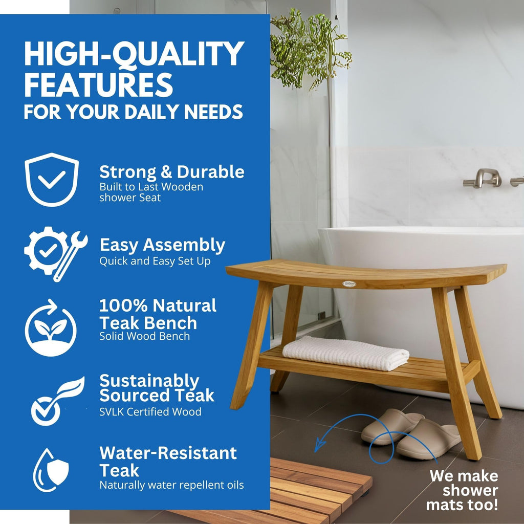 34-Inch Natural Teak Shower Bench M59947