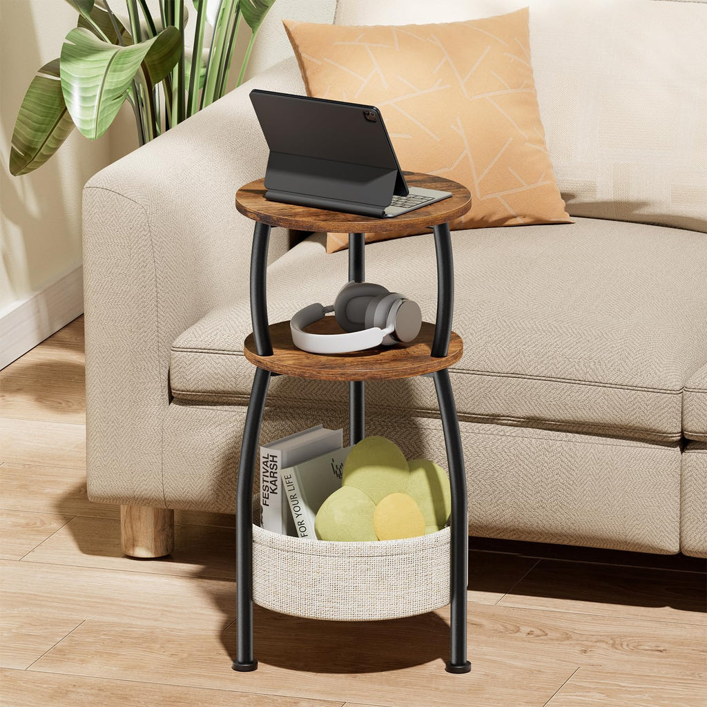 Round Side Table with Storage Basket R4622