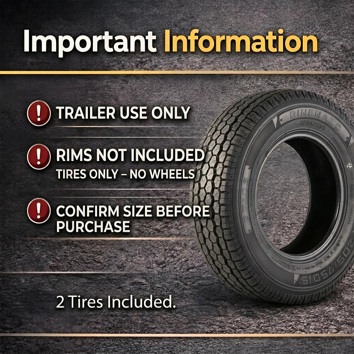 Set of 2 ST205/75D15 Trailer Tires U700