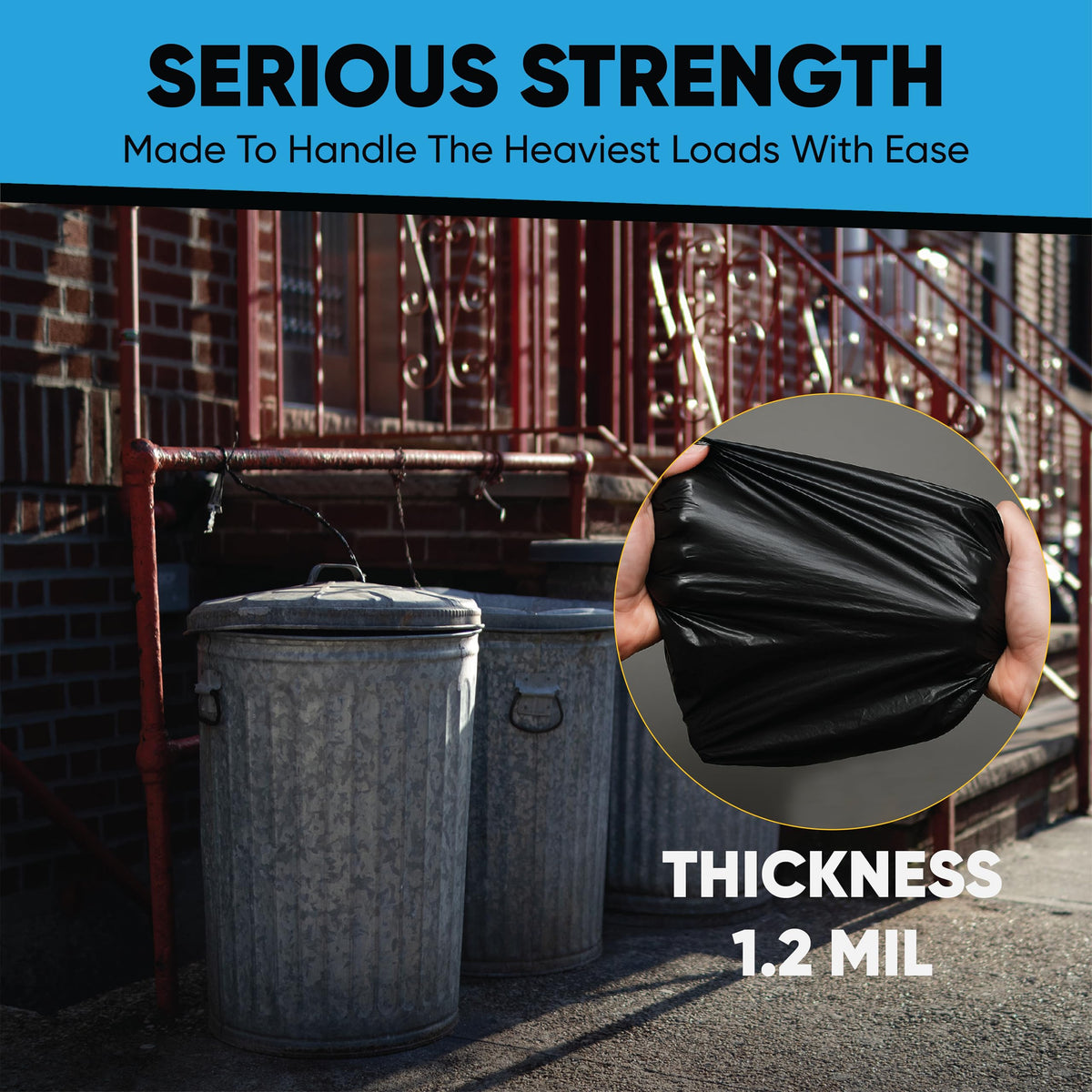 45 Gallon Heavy Duty Black Trash Bags 100 Count P418