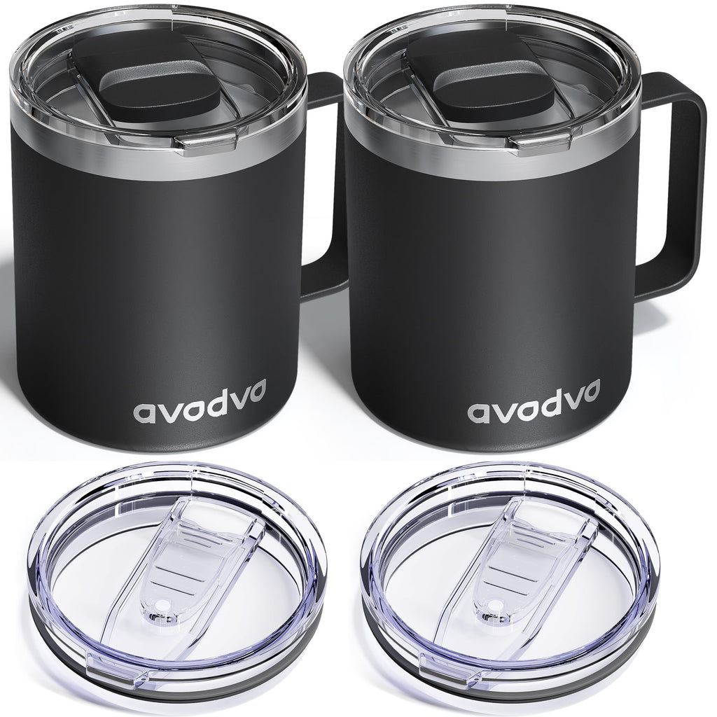 2 Pack 12oz Insulated Stainless Steel Coffee Mug with Lids W234