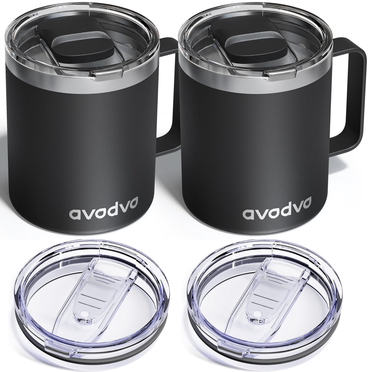 2 Pack 12oz Insulated Stainless Steel Coffee Mug with Lids W234
