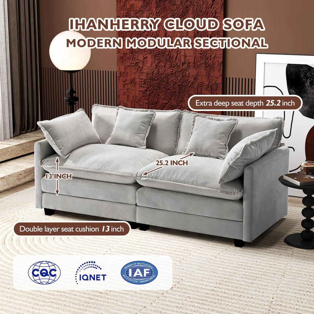 77 Inch Grey Chenille Loveseat V131121