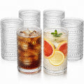 Set of 6 Vintage Hobnail Drinking Glasses, 13 oz Clear Embossed Glassware A762413