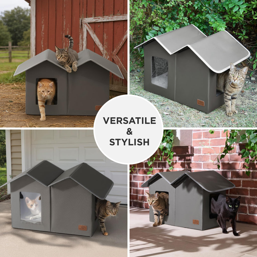 Weatherproof Outdoor Cat House with Raised Base L81380