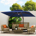 10x13FT Cantilever Patio Umbrella with LED Lights and Base S969