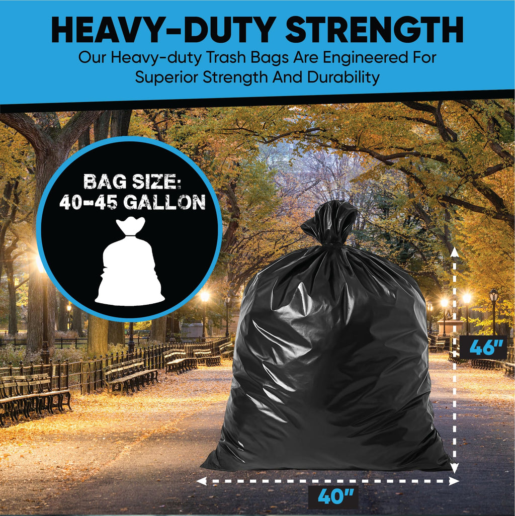 45 Gallon Heavy Duty Black Trash Bags 100 Count P418