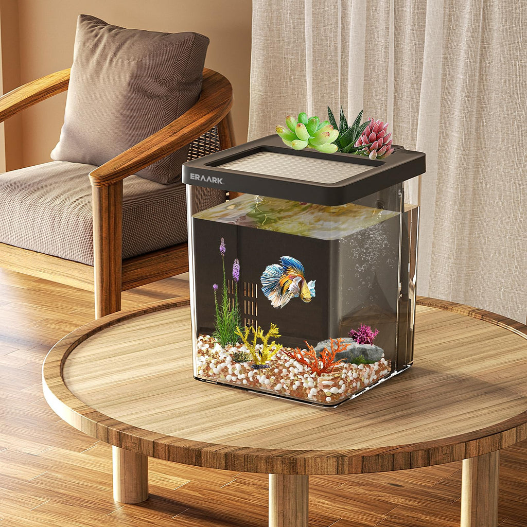 1.5 Gallon Betta Fish Tank Aquarium Kit with Filter LED Light X2897