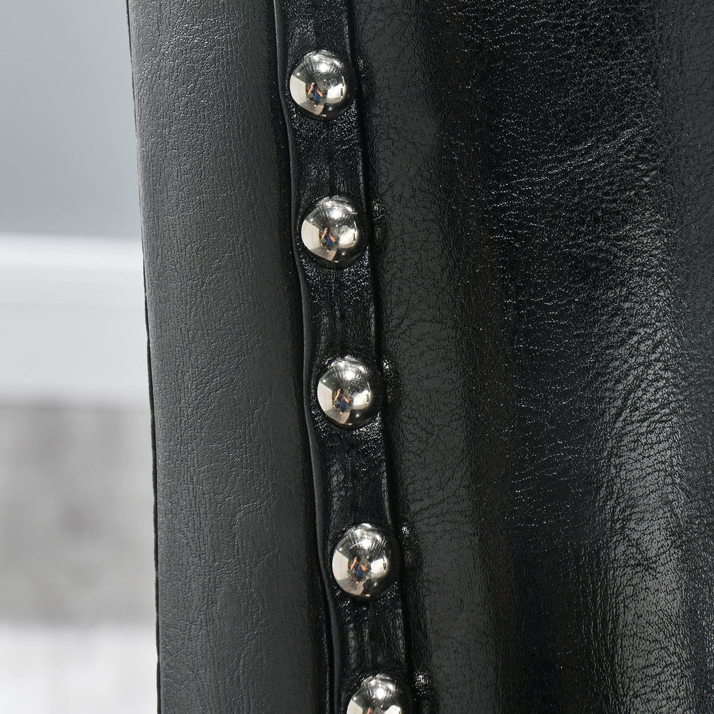 Black Faux Leather Dining Chairs Set of 4 with Wood Legs R7085