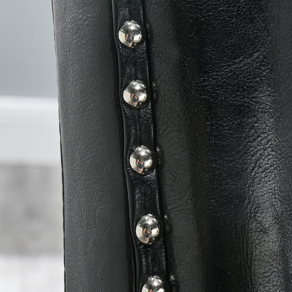 Black Faux Leather Dining Chairs Set of 4 with Wood Legs R7085