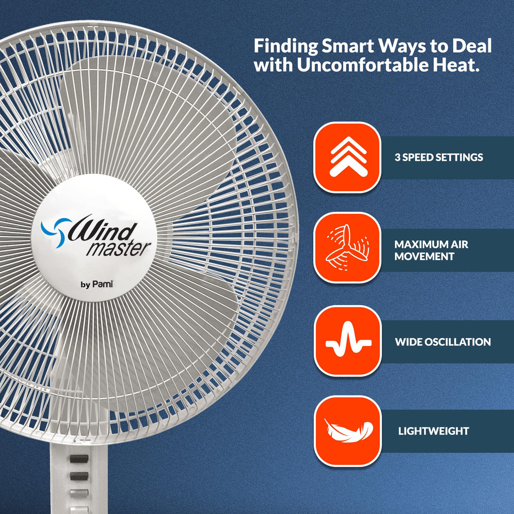 16 in Oscillating Pedestal Fan, 3 Speed, White R834